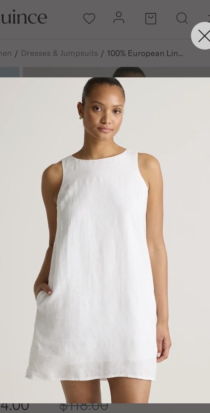 Quince Linen Tank Dress White New with Tags Medium